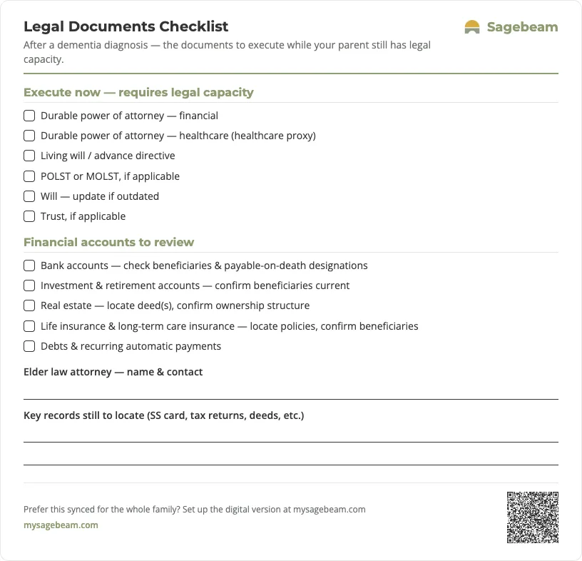 Legal Documents Checklist — free printable template preview